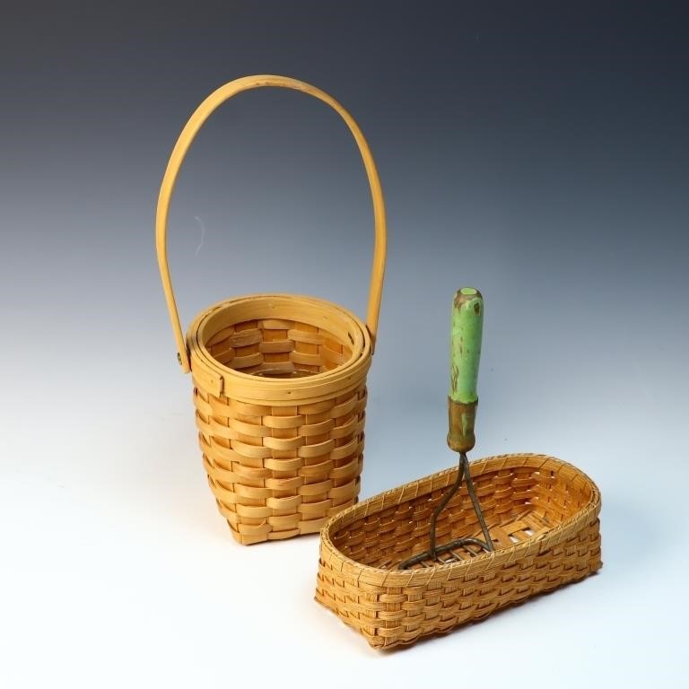 Vintage splint oak handwoven basket and a Taskets