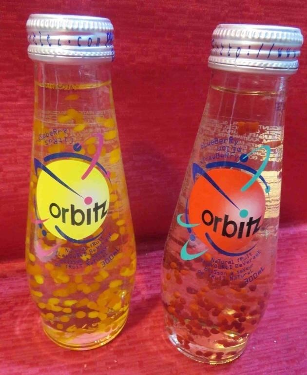Orbitz  2 Bottles Flaoting Ball Soda Canada RARE