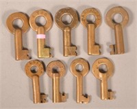 9 Various Brass Keys for RR Locks