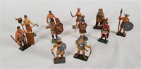 3 Metal Roman Figures & 8 Pvc Starlux Fighters