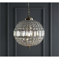 16 Crystal/Metal LED Pendant  Antique Brass