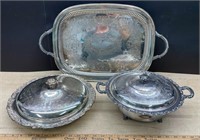 Silver Plated Serving Platter & Covered Serving