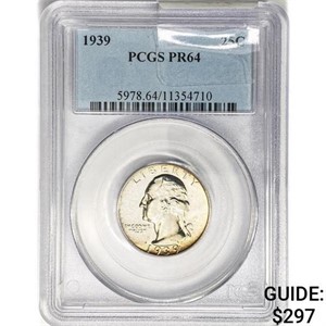 1939 Washington Silver Quarter PCGS PR64