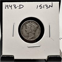 1943-D MERCURY SILVER DIME