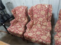 Wing Back Chairs, Floral Print
