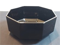 Large Octagon Black Milk Glass Serving Bowl