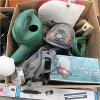 Face shield, respirator, funnel, watering can etc