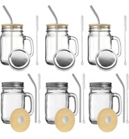 20PC MASON JAR GLASS CUPS WITH LIDS WITH