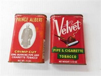 Prince Albert and Velvet Tobacco tins, w/lids,