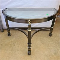 metal & glass small crescent table