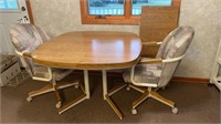 Table w/ Leaf & 2 Rolling Chairs 41-58.5x41x29