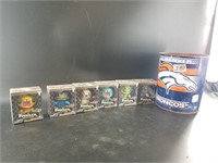 Denver Broncos tin full of new in box figurines Fu