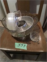 punch bowl, 12 cups, punch ring molds
