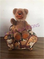 10" Tall Teddy Bear with Wood Face / Feet