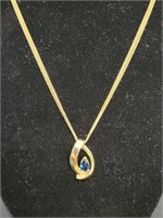 14K Sapphire Pendant and Chain