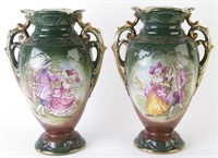 Pair of English Porcelain Handled Vases