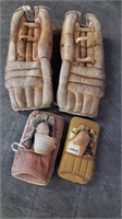 Vintage Goalie Pads & 2 Gloves