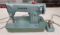 Singer Sewing Machine in Green Case