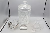 Glass Biscuit /Tobacco Jar, S.P. Overlay Bowl++