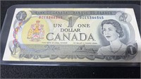 Circulated 1973 Bank Of Canada 1 Dollar Bill