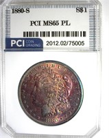 1880-S Morgan PCI MS65 PL Golden Purple