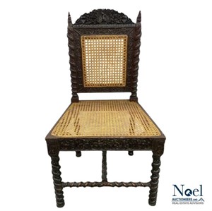 English Oak Heavily Carved Jacobean Side Chair
