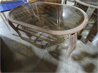 WOVEN DOUBLE TIERED OVAL PATIO TABLE