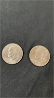 2 1974 Eisenhower dollars