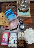 Tea Lights, Doilies, Measuring Cup, Bowls,