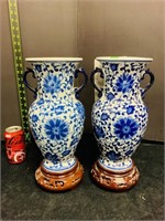 Bombay Chinoiserie Vase w/ Pedestal X 2