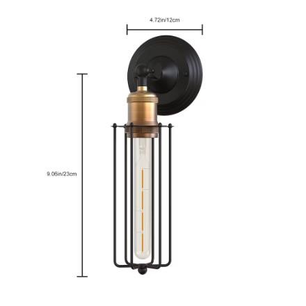 YANSUN 10.63 in. Dimmable Black Wall Sconce Pair