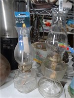 2 Clear Glass Oil Lamps