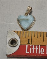 Stamped .925 pendant, Larimar stone, note