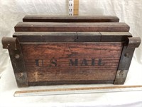 US Mail Wooden Lock Box w/ Brackets, 20 1/2”W,