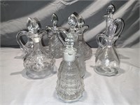 8 ANTIQUE CRYSTAL CUT CRUETS+STOPPERS