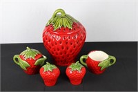 Strawberry Kitchen Set w/ Cookie Jar, Cream & Suga
