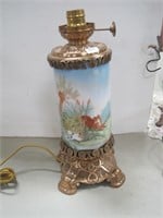 brass  / handpainted glass lamp
