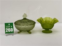 Green Footed Leaf Candy Dish and Westmoreland