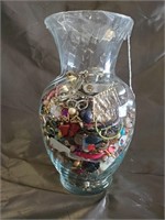 Flower Vase With Costume Jewelry