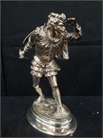 Signed antique  silvered Bronze soldier sculpture