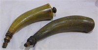 (2) Vintage powder horns- one initialed AD.