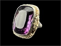 14K AMETHYST AND PEARL RING