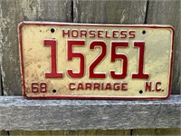 1968 NC HORELESS CARRIAGE TAG
