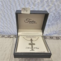 NEW Sterling Silver Cross Pendant 18" Necklace
