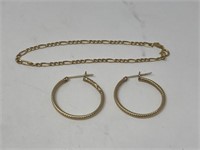 Pair of Earrings (1-Damaged), Bracelet all Marked