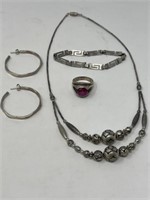 Ring, Bracelet & Pair of Earrings all Marked 925,