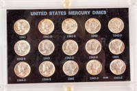 Coin Mercury Dimes Set 1941 to 1945-S