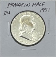(YZ) Silver 1951 Franklin Half Dollar