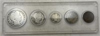 (YZ) Silver Barber Set, 1909 half, 1894 quarter,