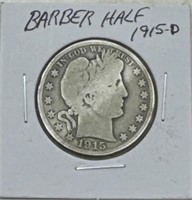 (YZ) Silver 1915d Barber Half Dollar